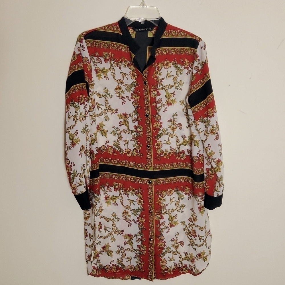 Zara Red and Black Patterned Dress